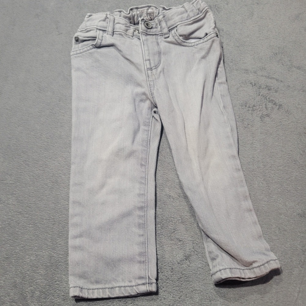 The Childrens Place Jeans Toddler 18-24 Light Gray Skinny Denim Adjustable Waist